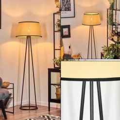 Chellas Lampadaire beige, Noir, 1 lumière