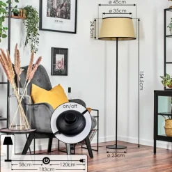 Chellas Lampadaire beige, Noir, 1 lumière