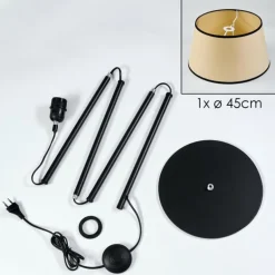 Chellas Lampadaire beige, Noir, 1 lumière