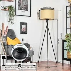 Chellas Lampadaire Noir, 1 lumière