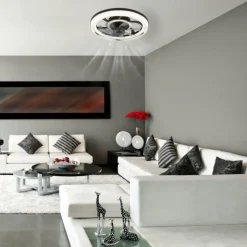 Cirilla Ventilateur de plafond lumineux Luminaires Globo Lighting LED Noir, 1 lumière, Télécommandes