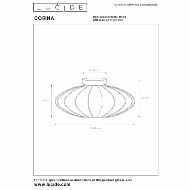 CORINA Plafonnier Luminaires Lucide Beige, 1 lumière