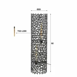 Cortecega Lampadaire Noir, 2 lumières