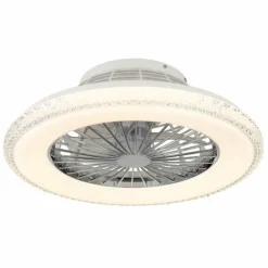Corusso Ventilateur de plafond lumineux Luminaires Globo Lighting LED Chrome, 1 lumière, Télécommandes