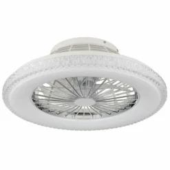 Corusso Ventilateur de plafond lumineux Luminaires Globo Lighting LED Chrome, 1 lumière, Télécommandes