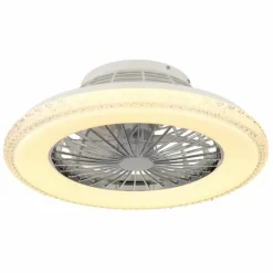 Corusso Ventilateur de plafond lumineux Luminaires Globo Lighting LED Chrome, 1 lumière, Télécommandes