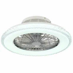 Corusso Ventilateur de plafond lumineux Luminaires Globo Lighting LED Chrome, 1 lumière, Télécommandes