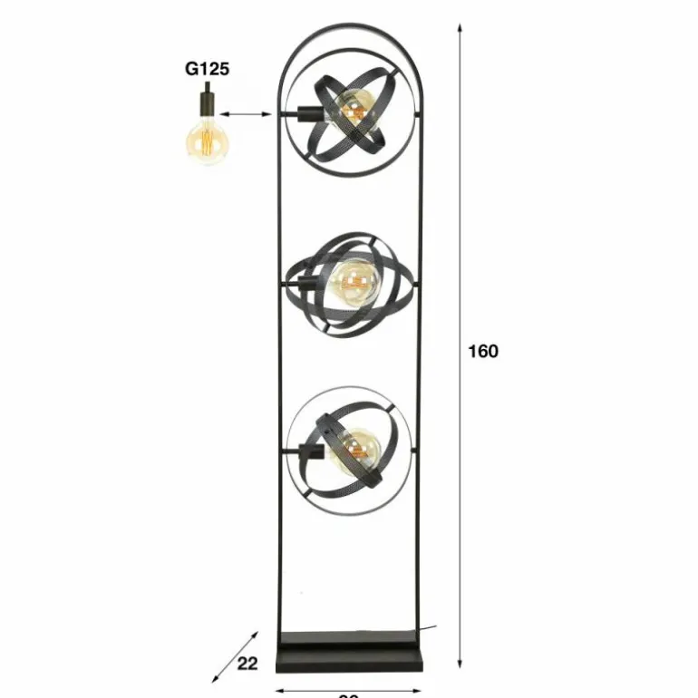 Cosmos Lampadaire Anthracite, 3 lumières