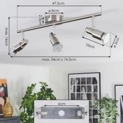 Crina Plafonnier, Spot de plafond Chrome, Nickel mat, 3 lumières