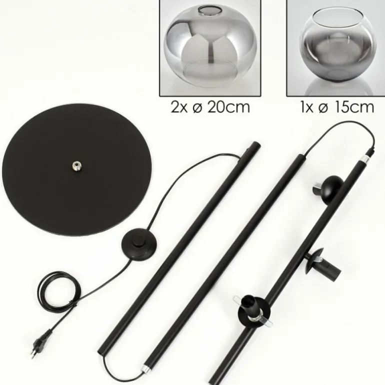 Dagan Lampadaire Clair, Fumé, 3 lumières