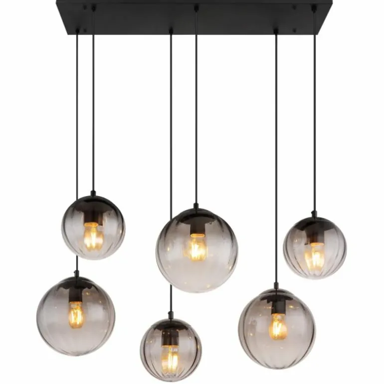 DALLERTA Suspension Luminaires Globo Lighting Noir, 6 lumières
