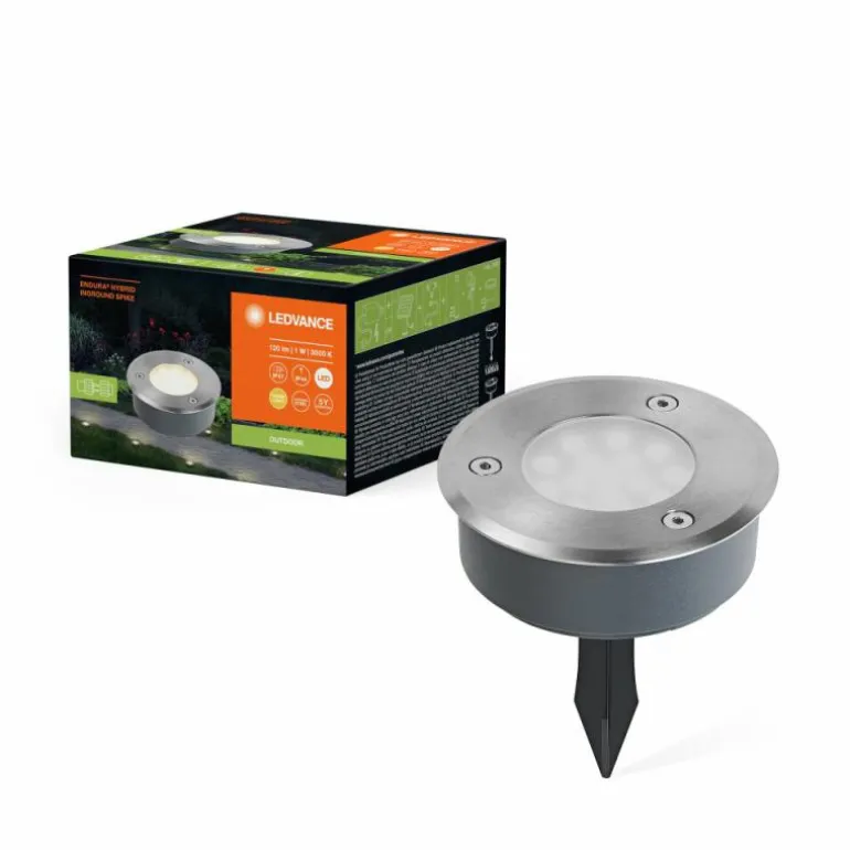 Endura Spot de jardin Luminaires Ledvance LED Acier brossé, 1 lumière