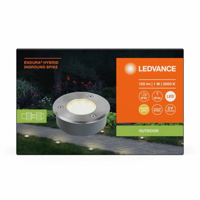 Endura Spot de jardin Luminaires Ledvance LED Acier brossé, 1 lumière