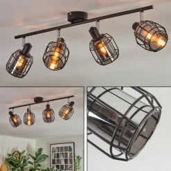 Ennor Plafonnier, Spot de plafond Noir, 4 lumières