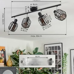 Ennor Plafonnier, Spot de plafond Noir, 4 lumières