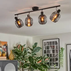 Ennor Plafonnier, Spot de plafond Noir, 4 lumières