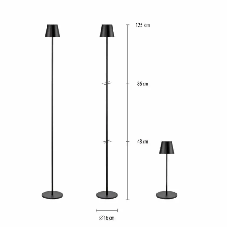 EURIA Lampadaire Luminaires Leuchten Direkt LED Noir, 1 lumière