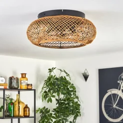 Fallhagen Plafonnier, Ventilateur de plafond lumineux Noir, 4 lumières, Télécommandes