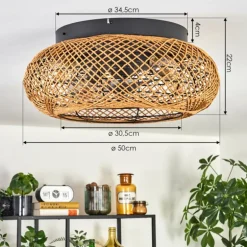 Fallhagen Plafonnier, Ventilateur de plafond lumineux Noir, 4 lumières, Télécommandes