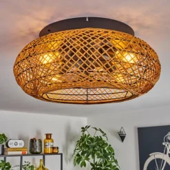 Fallhagen Plafonnier, Ventilateur de plafond lumineux Noir, 4 lumières, Télécommandes