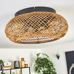 Fallhagen Plafonnier, Ventilateur de plafond lumineux Noir, 4 lumières, Télécommandes