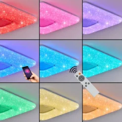 Flavlev Plafonnier LED Argenté, Blanc, 1 lumière, Télécommandes