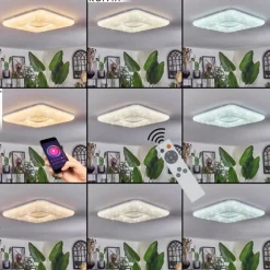 Flavlev Plafonnier LED Argenté, Blanc, 1 lumière, Télécommandes