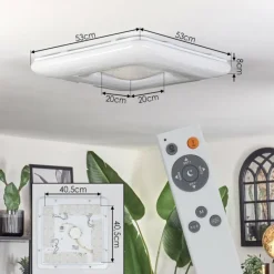 Flavlev Plafonnier LED Argenté, Blanc, 1 lumière, Télécommandes