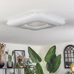 Flavlev Plafonnier LED Argenté, Blanc, 1 lumière, Télécommandes