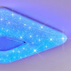 Flavlev Plafonnier LED Argenté, Blanc, 1 lumière, Télécommandes