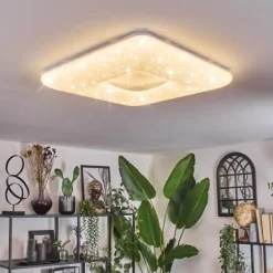 Flavlev Plafonnier LED Argenté, Blanc, 1 lumière, Télécommandes