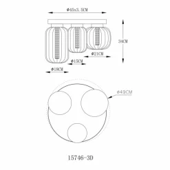 Fluoro Plafonnier Luminaires Globo Lighting LED Noir, 1 lumière