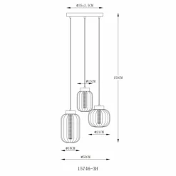 Fluoro Suspension Luminaires Globo Lighting LED Noir, 1 lumière