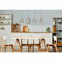 Fluoro Suspension Luminaires Globo Lighting LED Noir, 1 lumière