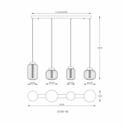 Fluoro Suspension Luminaires Globo Lighting LED Noir, 1 lumière