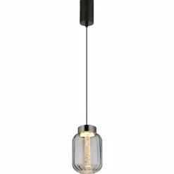 Fluoro Suspension Luminaires Globo Lighting LED Noir, 1 lumière