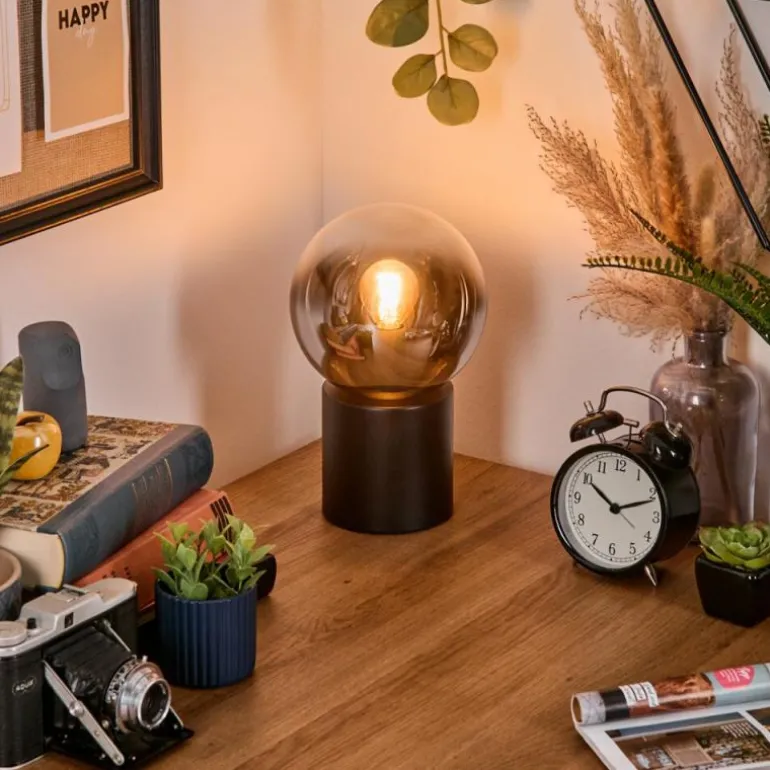 Gastor Boule lumineuse, Lampe de bureau, Lampe à poser Chrome, Clair, Fumé, 1 lumière