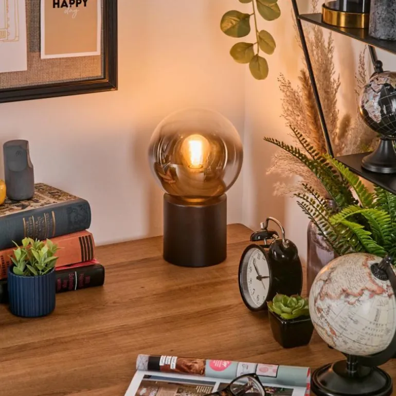 Gastor Boule lumineuse, Lampe de bureau, Lampe à poser Chrome, Clair, Fumé, 1 lumière