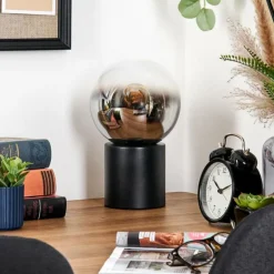 Gastor Boule lumineuse, Lampe de bureau, Lampe à poser Chrome, Clair, Fumé, 1 lumière