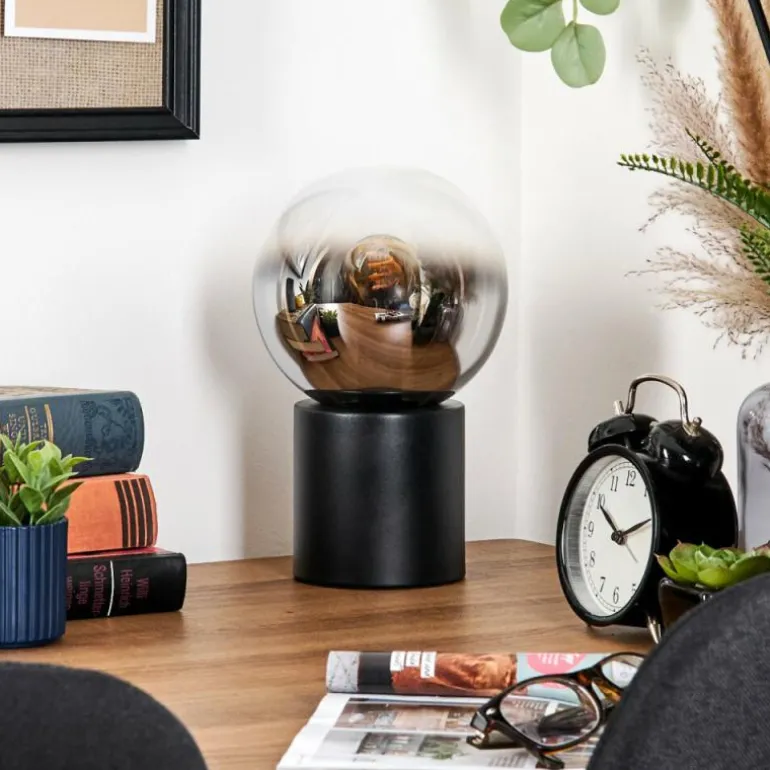 Gastor Boule lumineuse, Lampe de bureau, Lampe à poser Chrome, Clair, Fumé, 1 lumière