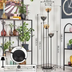 Gastor Lampadaire 30 cm Ambre, Clair, Fumé, 4 lumières