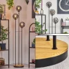 Gastor Lampadaire 30 cm Bois foncé, Noir, 3 lumières