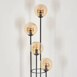Gastor Lampadaire 30 cm Bois clair, Noir, 4 lumières