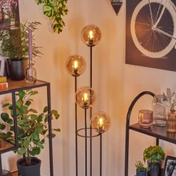 Gastor Lampadaire 30 cm Bois clair, Noir, 4 lumières