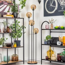 Gastor Lampadaire 30 cm Bois clair, Noir, 4 lumières