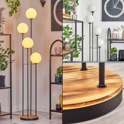 Gastor Lampadaire 25 cm Bois clair, Noir, 4 lumières