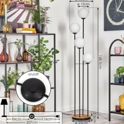 Gastor Lampadaire 25 cm Bois clair, Noir, 4 lumières