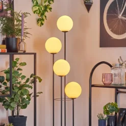 Gastor Lampadaire 25 cm Bois clair, Noir, 4 lumières