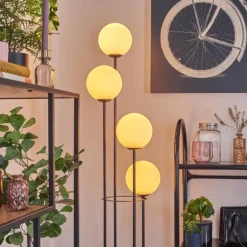 Gastor Lampadaire 25 cm Bois clair, Noir, 4 lumières