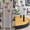 Gastor Lampadaire 30 cm Bois foncé, Noir, 3 lumières